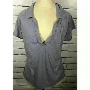 We The Free Womens Size L Purple Gray Short Sleeve Shirt V-Neck